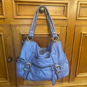 B. Makowsky leather handbag in blue grey